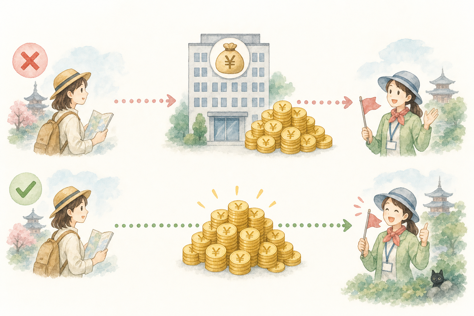 Schema: contact direct vs agence intermédiaire