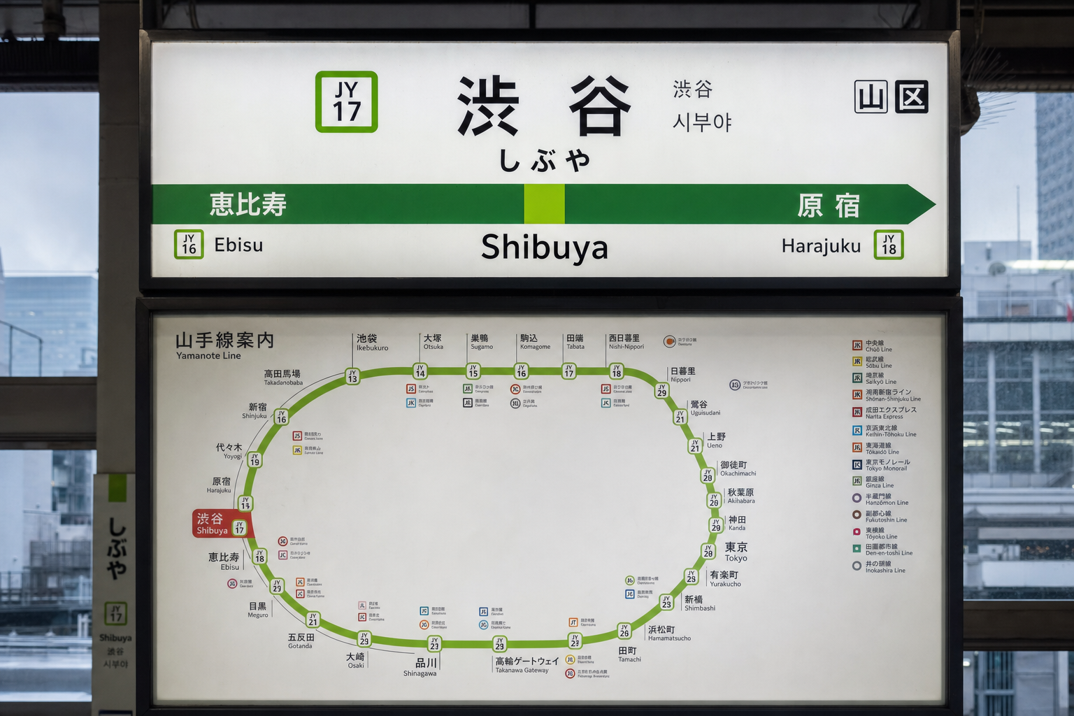 Bilingual subway sign in Tokyo