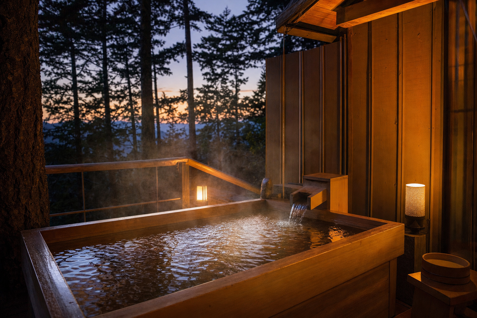 Outdoor ryokan bath