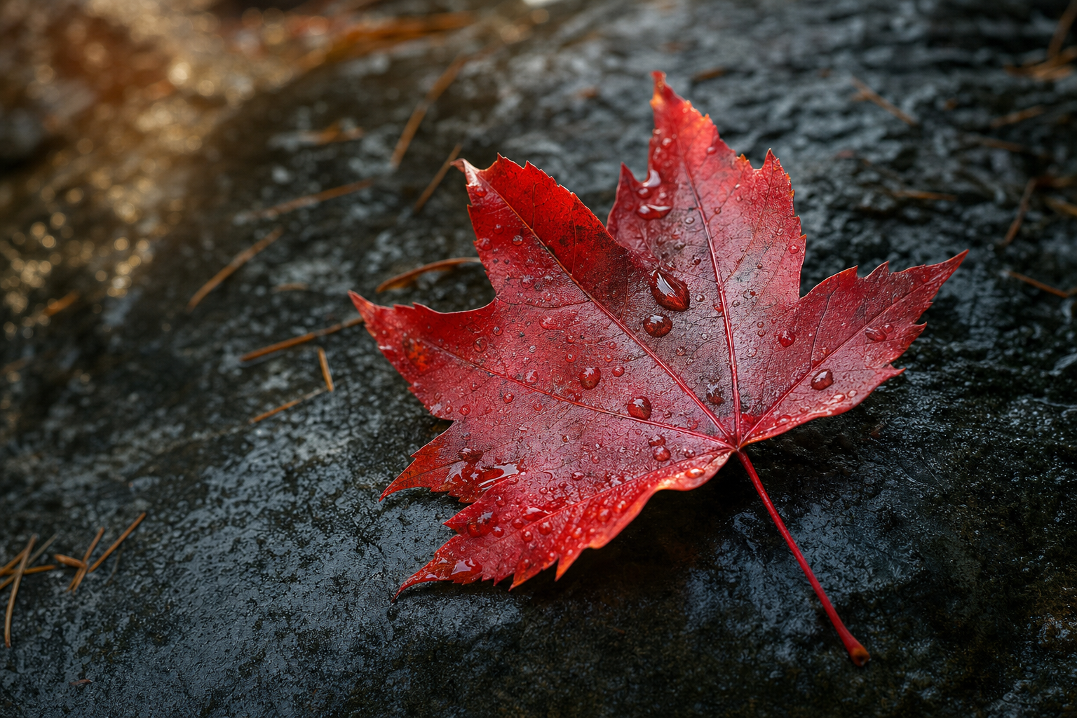 Feuille d'érable rouge, gros plan