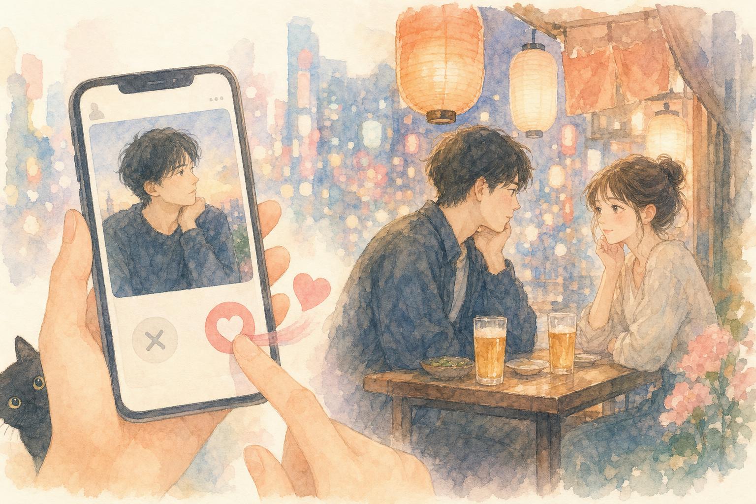 Applications de rencontre et un couple dans un izakaya au Japon