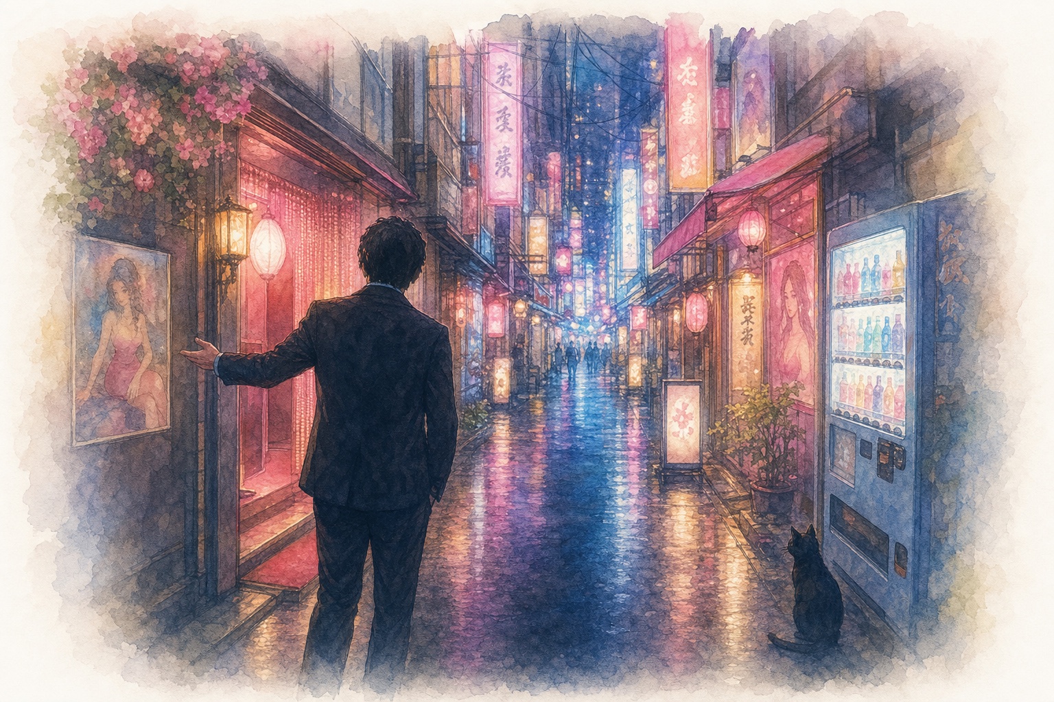 Une ruelle néon de Kabukichō la nuit