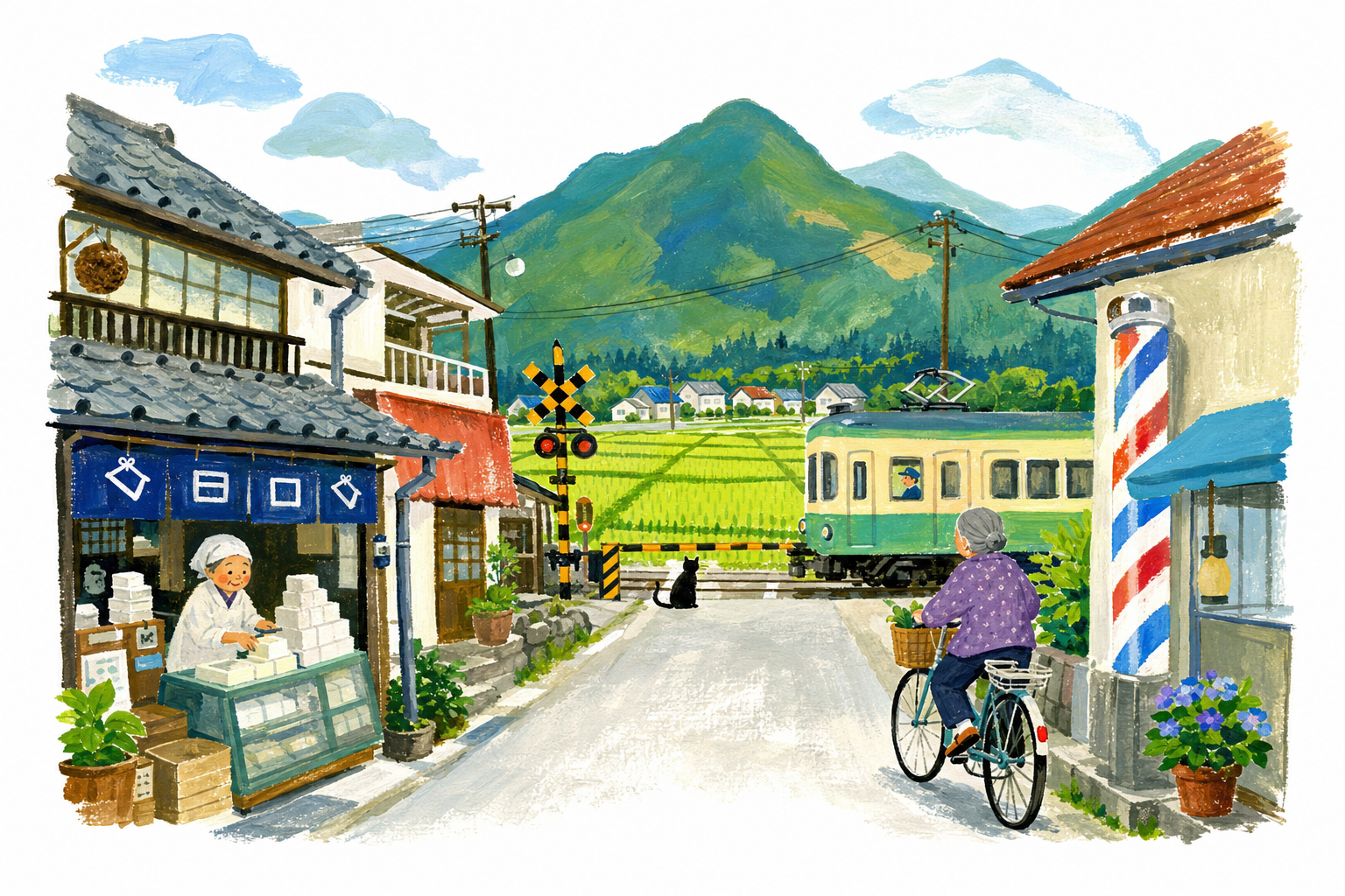 Une semaine dans une petite ville japonaise, gouache Pop 60
